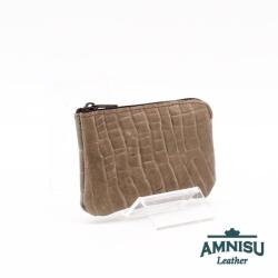 Amnisu Barna krokkómintás egy cipzáras kulcstartó A9008