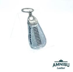 Amnisu Króm kígyómintás csepp alakú swarovski köves bőr kulcstartó H1009