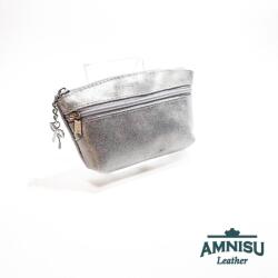 Amnisu Ezüst kettő cipzáras bőr kulcstartó B1004