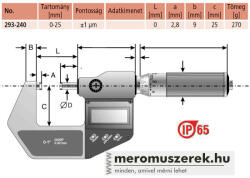 Mitutoyo Digimatic IP65 digitális metrikus mikrométer 0-25mm (293-240-30)