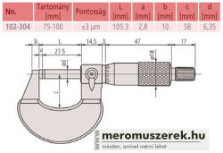 Mitutoyo külső mikrométer 75-100mm (102-304)