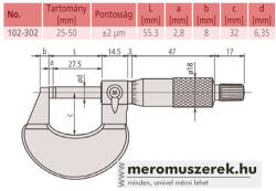 Mitutoyo külső mikrométer 25-50mm (102-302)