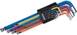 Extol imbuszkulcs készlet 1, 5-10mm, több színű, extra hosszú, gömbfej, 9db