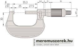 Mitutoyo mikrométer racsnis dobbal 25-50mm (102-702)
