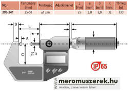 Mitutoyo Digimatic IP65 digitális metrikus mikrométer 25-50mm (293-241-30)