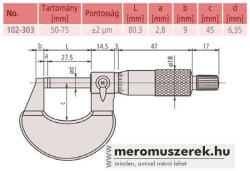 Mitutoyo külső mikrométer 50-75mm (102-303)