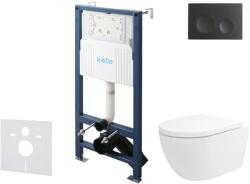 kielle Genesis New - Set pentru montare încastrată, toaletă Oudee, Vortex Rimless+, capac softclose și clapetă Gemini New I, negru mat 30528SS21 (30528SS21)