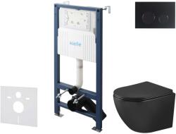 kielle Genesis New - Set pentru montare încastrată, toaletă Oudee, Vortex Rimless+, capac softclose și clapetă Gemini New II, negru mat 30528SS92 (30528SS92)