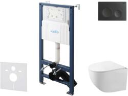 kielle Genesis New - Set pentru montare încastrată, toaletă compactă Gaia, Rimless, capac softclose și clapetă Gemini New I, negru mat 30528SS84 (30528SS84)