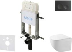 kielle Genesis New - Falsík alatti szerelőkészlet, kompakt Gaia WC Rimless és softclose ülőkével, Gemini New I, vezérlőgombokkal, matt fekete 30528SZ84 (30528SZ84)