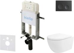 kielle Genesis New - Falsík alatti szerelőkészlet, Oudee WC Vortex Rimless+ és softclose ülőkével, Gemini New I, vezérlőgombokkal, matt fekete 30528SZ21 (30528SZ21)