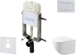 kielle Genesis New - Falsík alatti szerelőkészlet, kompakt Gaia WC Rimless és softclose ülőkével, Gemini New III, vezérlőgombokkal, fényes króm 30528SZ89 (30528SZ89)