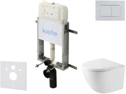 kielle Genesis New - Falsík alatti szerelőkészlet, Oudee kompakt WC Vortex Rimless+ és softclose ülőkével, Gemini New III, vezérlőgombokkal, fényes króm 30528SZ44 (30528SZ44)