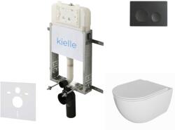 kielle Genesis New - Falsík alatti szerelőkészlet, Oudee WC Rimless és softclose ülőkével, Gemini New I, vezérlőgombokkal, matt fekete 30528SZ03 (30528SZ03)