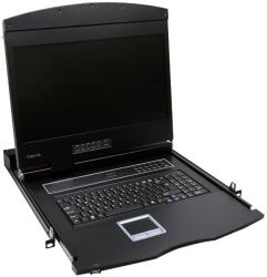 LOGILINK KVM-konzol 19" LED-LCD képernyővel VGA USB PS/2 QWERTZ LC902GE (LC902GE)