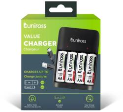 Uniross UCU010 Ni-MH töltőszett USB-C + 4x1300mAh AA UCU010A (UCU010A)