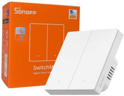 SONOFF intrerupator inteligent sonoff zbm5-2c-86w, 2 canale, 10a, zigbee, alb (6920075743074)