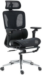 HomCom Prémium ergonomikus irodai szék, állítható derék- és fejtámlával, 6D karfákkal, lábtartóval, hálós, fekete (921-935V01BK)