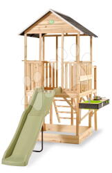 EXIT Toys Căsuță panoramică pe piloni Panorama 550 Wooden Playhouse Exit Toys din lemn de chiparos cu nisipar, tobogan și bucătărie (ET50520550) Casuta pentru copii