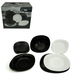 Luminarc OPAL szögletes étkészlet, 19 részes - fekete-fehér (219003)