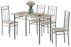 Primbútor Étkezőasztal Szett 4 Db Székkel Fekete BC FUR-101-17BL