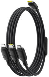 Baseus Универсален USB-C кабел с Lightning, microUSB и USB-C конектори, 100W (150cм) - Baseus Data Cable Silky (черен) (P10377706123-00)