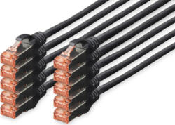 Black Cablu retea DIGITUS DK-1644-010-BL-10 CAT6 Patch Cable S/FTP 1m Black 10 pack (dk-1644-010-bl-10)