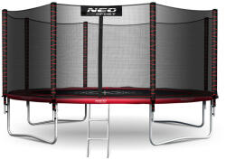 Neo-Sport Neo-Sport külső hálós Trambulin létrával 435cm, 150kg - Piros
