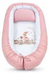 Bambino Casa „Cuib pentru bebeluși 3 în 1 Bambino Casa - Rose Rabbit on Bicycle, roz (3985)
