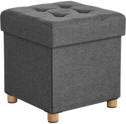 SONGMICS Összecsukható Vászon Tárolópuff, Sötétszürke 38x38x40cm - fizz