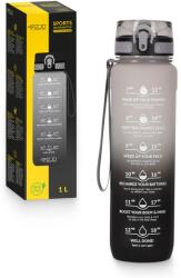 4FIZJO Vizes palack időskálával, 4FIZJO, BPA-mentes, Tritan, ergonomikus, időskálával, kiegészítő pánttal, vízálló, nagy tartósságú, 1000 ml, 7 x 28 cm, 4FIZJO, fekete/szürke (P-5905973400756)