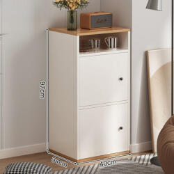 Primbútor Komód 2 Ajtós 2 Fiókos Szekrény 74x85x35 cm Fehér FUR1662