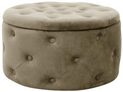 Brius Taburet velur rotund cu depozitare detalii matlasate, 55x30 cm, design elegant, bej (AK-12213940)