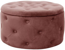 Brius Taburet velur rotund cu depozitare detalii matlasate, 55x30 cm, design elegant, roz pudrat (AK-12213933)