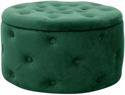 Brius Taburet velur rotund cu depozitare detalii matlasate, 55x30 cm, design elegant, verde (AK-12213971)
