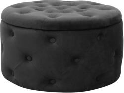 Brius Taburet velur rotund cu depozitare detalii matlasate, 55x30 cm, design elegant, negru (AK-12213964)