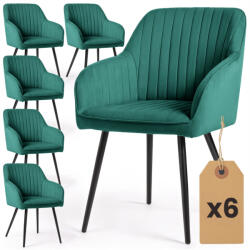 Brius Set 6 scaune tapitate, Florence, velur matlasat, 55x58x82 cm, verde smarald (AK-26938583-2+2+2)