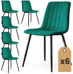 Brius Set 6 scaune tapitate, Livo, velur matlasat, 46x44x87 cm, verde smarald (AK-26940807-4+2)