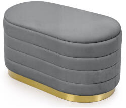 Brius Bancheta puf velur cu depozitare sub sezut, 80x42x42 cm, stil modern glamour, gri (AK-04380216)