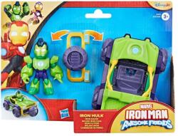 Marvel Set figurina cu vehicul, Marvel, Iron Man And His Awesome Friends, Iron Hulk Racer, G1472 Figurina