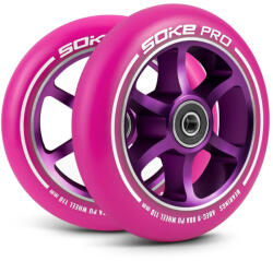 Soke Roller Kerék Szett Rózsaszín - 11cm, 2db, ABEC-9 Csapágy, 88A Keménységű PU, 0.8cm Tengely
