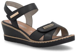 Remonte női fekete tépőzáras éktalpú bőr szandál R6266-01