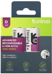 Uniross USB-C 1.5V Li-ion akkumulátor, D (góliát), 2 db/bliszter (U322088)
