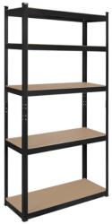 Rebel Raft metalic, 5 polite, 750Kg, polite MDF, 180x90x40cm, otel galvanizat, negru, Rebel, RB-1251B (RB-1251B) Raft