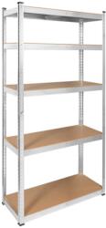 Rebel Raft metalic, 5 polite, 750Kg, polite MDF, 180x90x40cm, otel galvanizat, argintiu, Rebel, RB-1251 (RB-1251) Raft