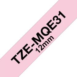 Brother TZE-MQE31, Banda Etichete Laminata, Negru Pe Roz Pastelat, 12MM (TZEMQE31_OEM)