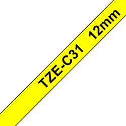 Brother TZE-C31, Banda Etichete Laminata, Negru Pe Galben Fluorescent, 12MM (TZEC31_OEM)