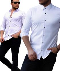  Férfi ing Fehér Klasszikus Elegáns Fekete Gombok 3XL