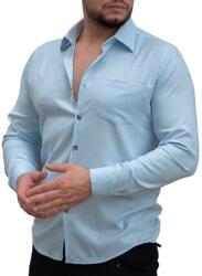  Elegáns Klasszikus Férfi Ing Sima Kék Zsebbel XL