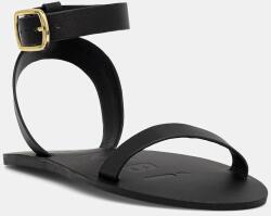 Manebi női bőr szandál Black one band with buckle Leat - fekete Női 41